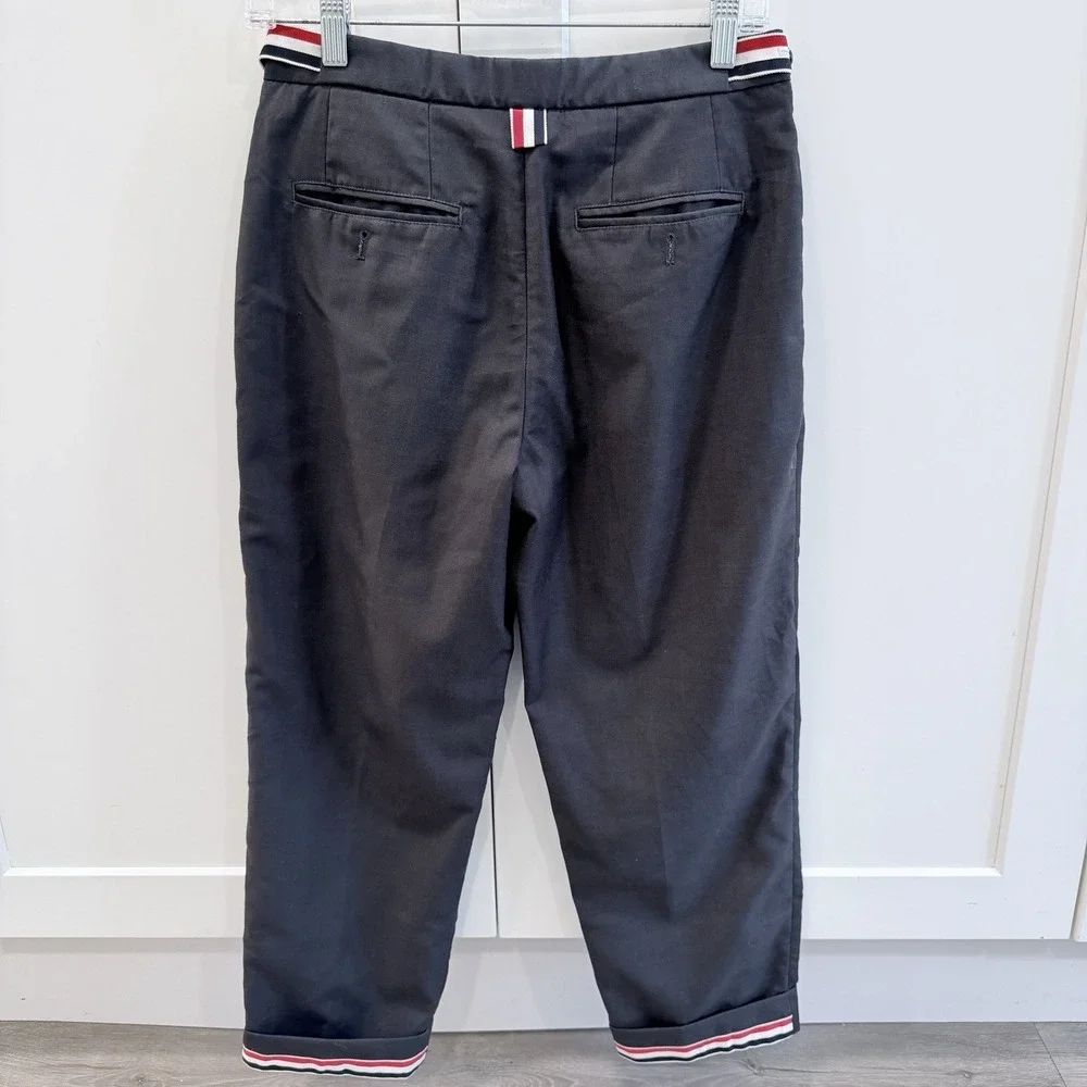 Thom Browne Gray Cropped Trousers Pants Size 38 IT Cotton 4 Bar Tabs Corporate